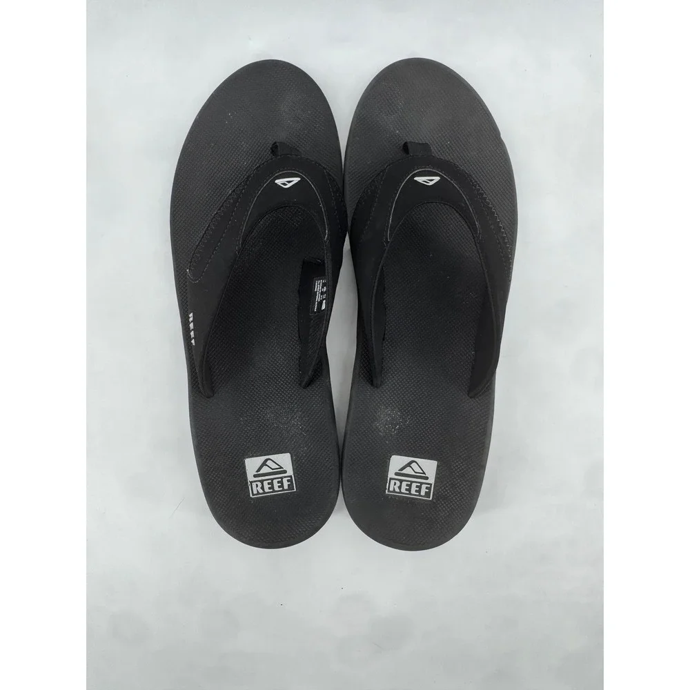 Reef Fanning Mens Black Flip Flop Sandals Bottle Opener Size 16 L-24 CLK